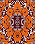 Bold Intricate Orange Floral Mandalas Rug