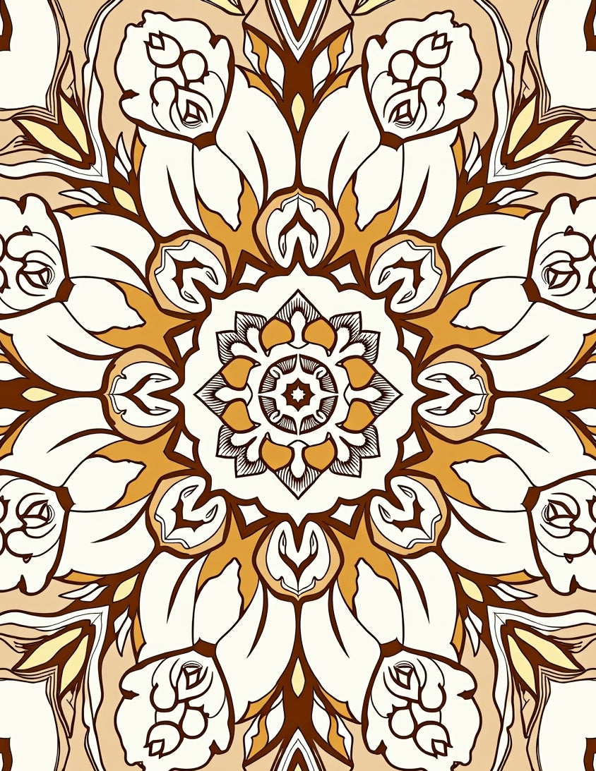 Radiant Floral Mandala Pattern Design Rug