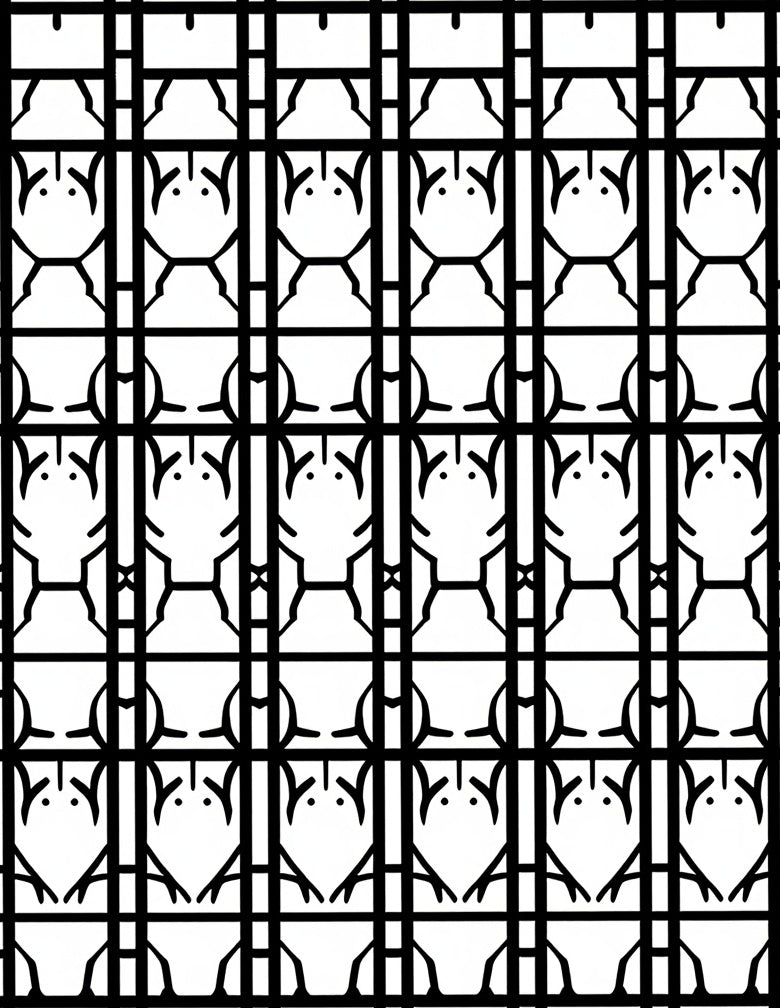 Monochrome Geometric Grid Pattern Rug