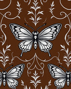 Elegant White Butterfly Pattern Rug
