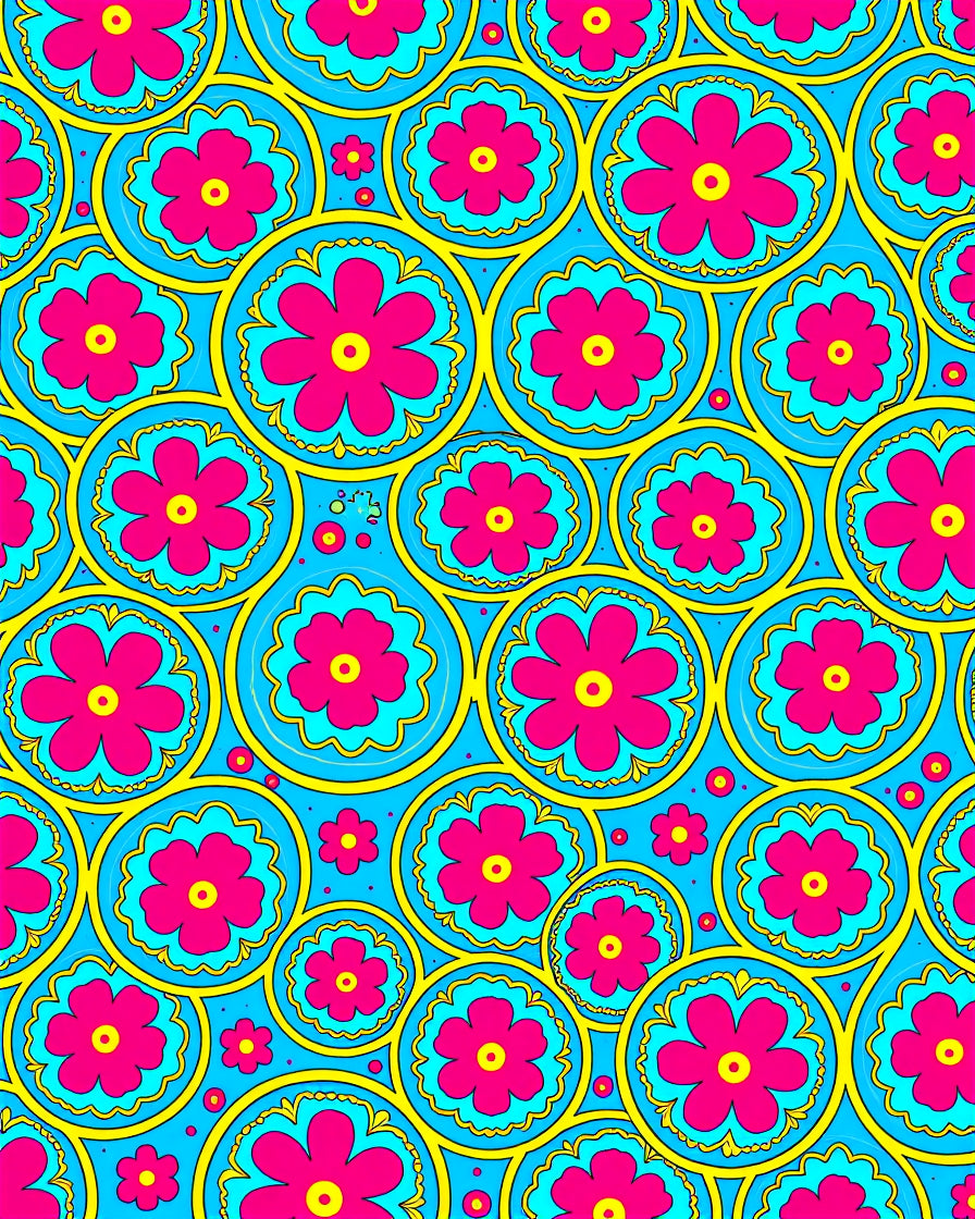 Groovy Daisy Circles Pattern Rug