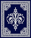 Ornate Flourish Navy Pattern Rug