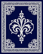Ornate Flourish Navy Pattern Rug