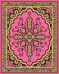 Pink Floral Ornamental Border Design Rug