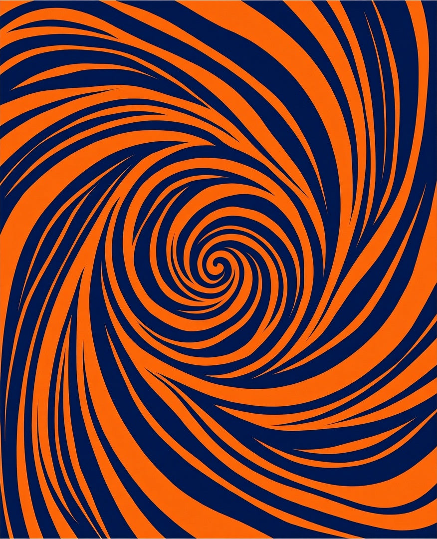 Orange Navy Swirl Pattern Rug