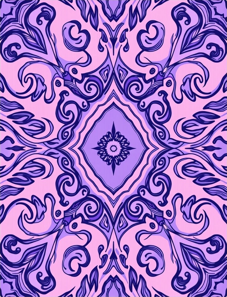 Ornate Purple Swirl Pattern Rug
