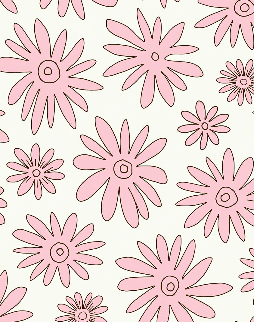 Pink Daisy Floral Pattern Rug