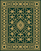 Elegant Gold Interlocking Floral Design Rug