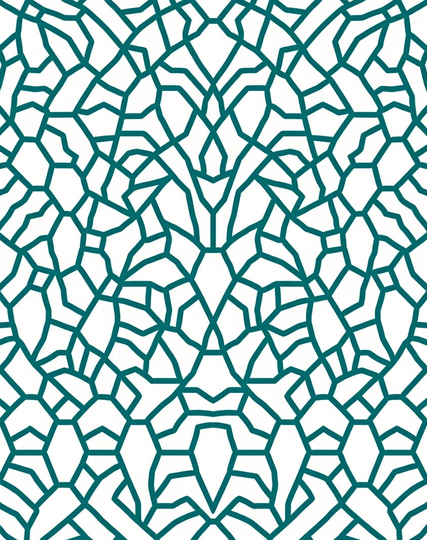 Teal Linear Intricate Connection Pattern Rug