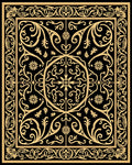 Ornate Gold Floral Patterned Rug