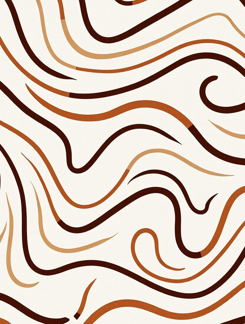 Curving Lines Warm Tones Abstract Design Rug