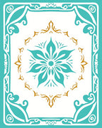 Turquoise and Gold Floral Medallion Design Rug