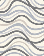 Modern Gray Blue Wavy Stripe Design Rug