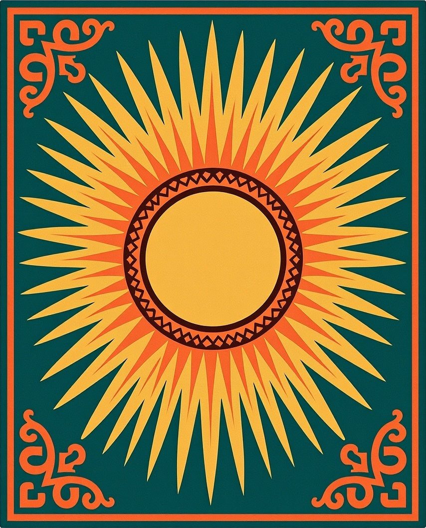 Radiant Sunburst With Decorative Corners Rug