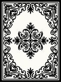 Classic Black Floral Swirl Border Rug