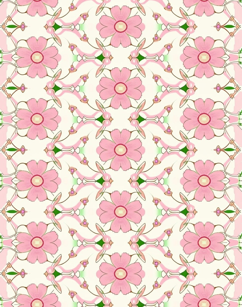 Elegant Pink Floral Botanical Pattern Rug