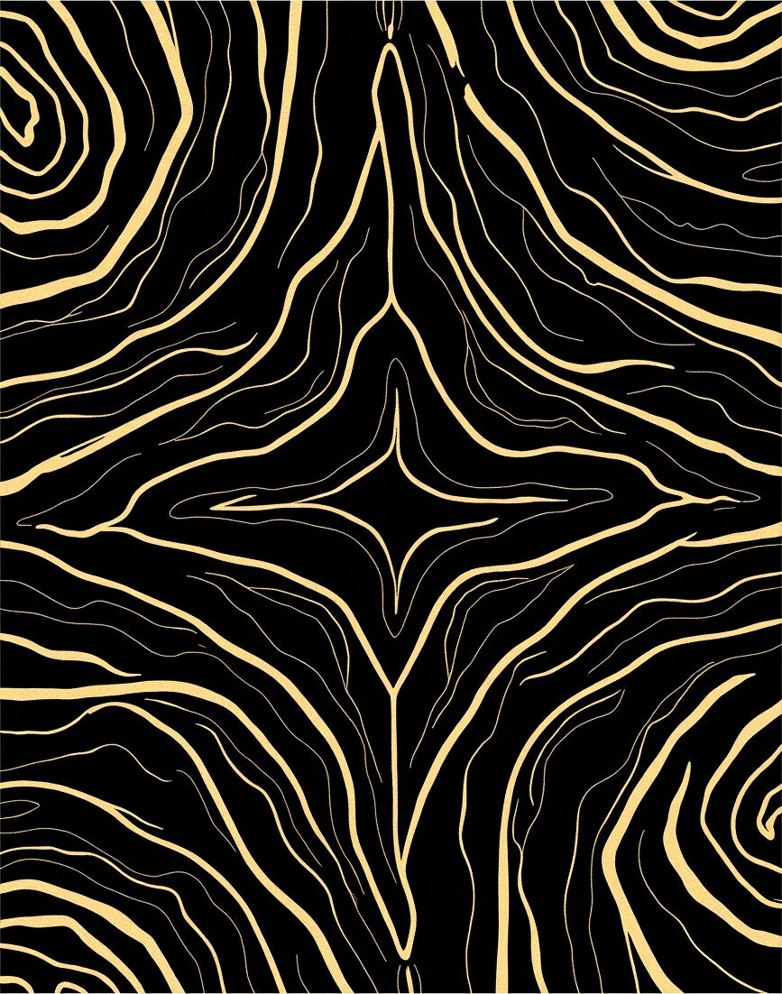 Black Gold Swirling Abstract Pattern Rug