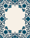 Teal Floral Vine Pattern Rug