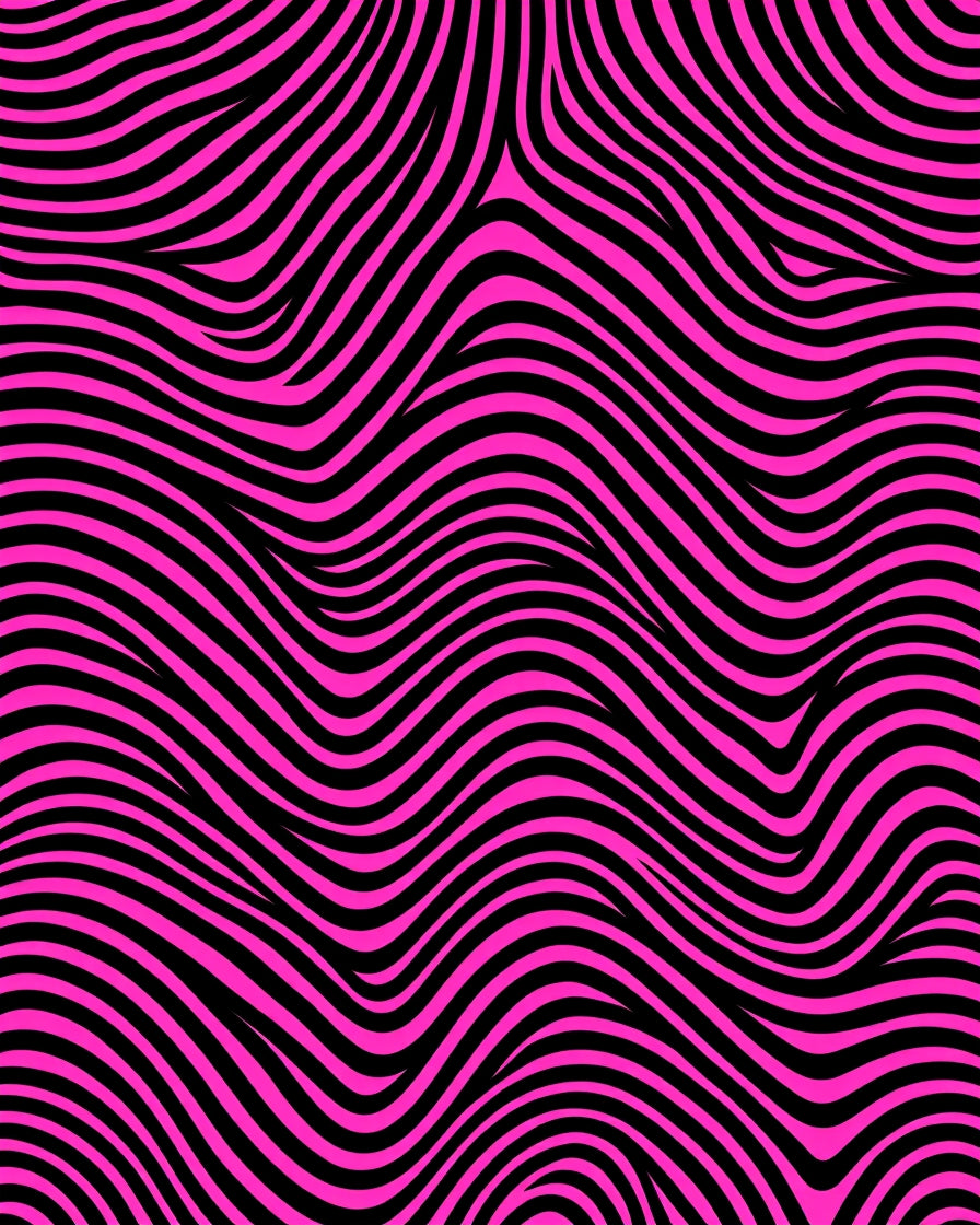 Bold Pink Black Wavy Stripes Rug