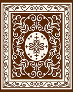 Ornate Brown Cream Floral Scroll Rug