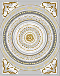Ornate Gold Gray Mandala Pattern Rug