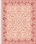 Ornate Red Beige Floral Scroll Rug