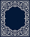 Ornate Floral Scrollwork White Border Rug