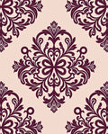 Rich Plum Damask Floral Pattern Rug