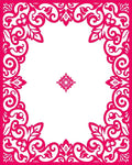 Ornate Floral Scrollwork Pink Rug