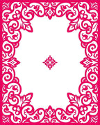 Ornate Floral Scrollwork Pink Rug
