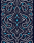 Abstract Blue White Symmetric Swirl Design Rug