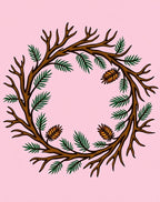 Woodland Branch Wreath with Pine Cones Rug