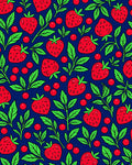 Red Strawberry Leafy Pattern Rug