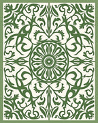 Ornate Green Floral Arabesque Rug