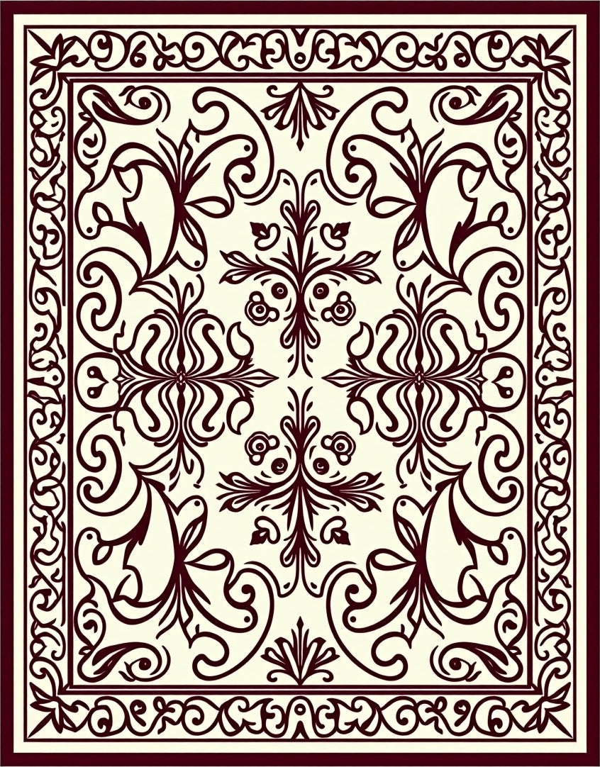 Traditional Floral Scrollwork Decorative Pattern Rug