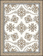 Elegant Neutral Floral Scroll Pattern Rug