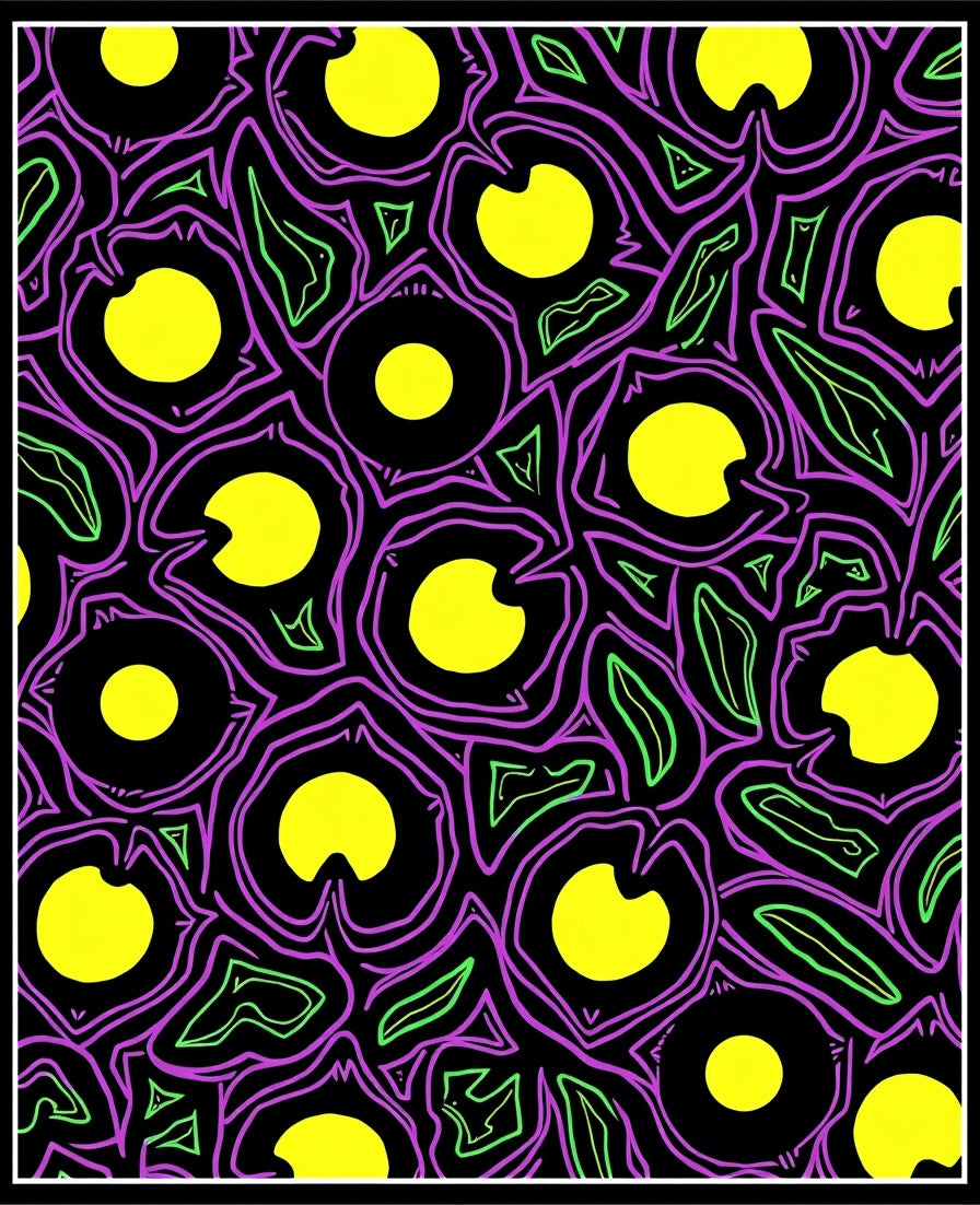 Abstract Yellow Circles Lines Pattern Rug