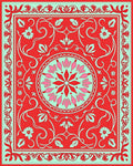 Red Floral Mandala Pattern Rug