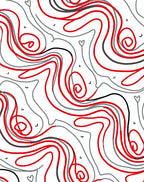 Abstract Red Heart Swirl Pattern Rug