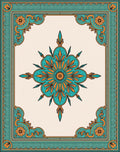Ornate Teal and Gold Floral Medallion Rug