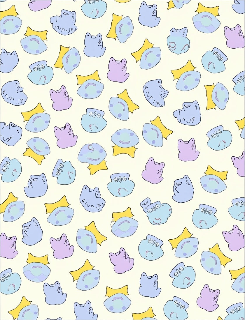 Cute Frog Pond Pattern Rug
