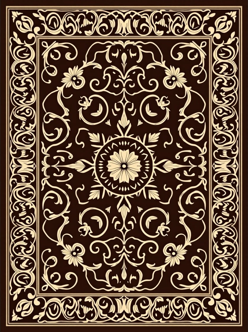 Elegant Floral Scroll Pattern Rug