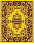 Yellow Burgundy Ornate Mandala Rug