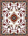 Classic Red Blue Gold Floral Medallion Rug