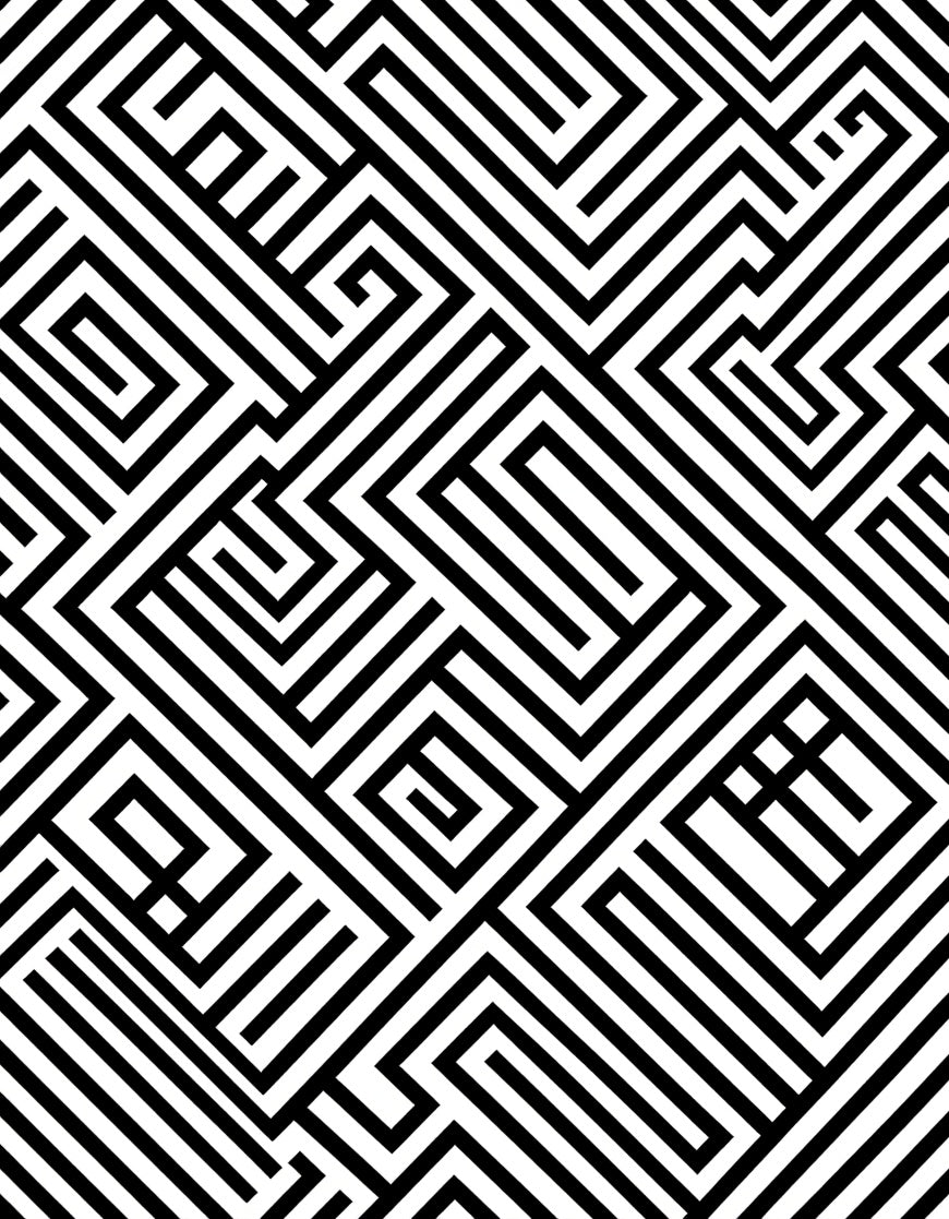 Monochromatic Linear Maze Pattern Rug