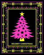 Pink Christmas Tree Geometric Border Rug
