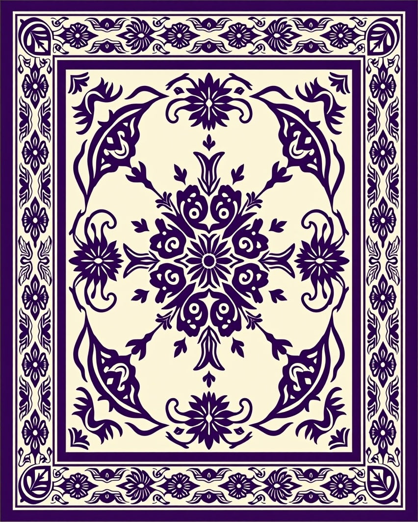 Ornate Floral Medallion Patterned Rug