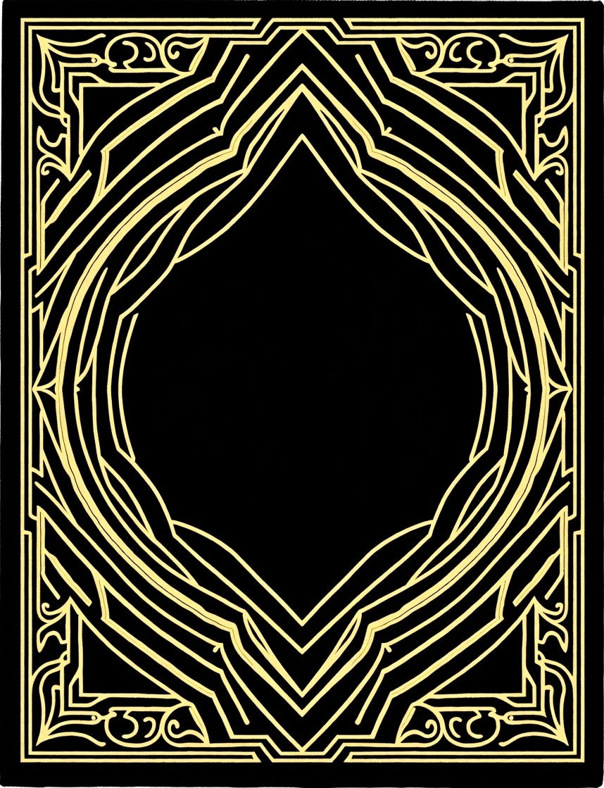 Elegant Black Gold Geometric Pattern Rug