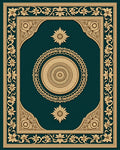 Gold Floral Bordered Teal Medallion Rug