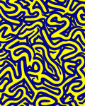 Bold Flowing Blue Yellow Pattern Rug